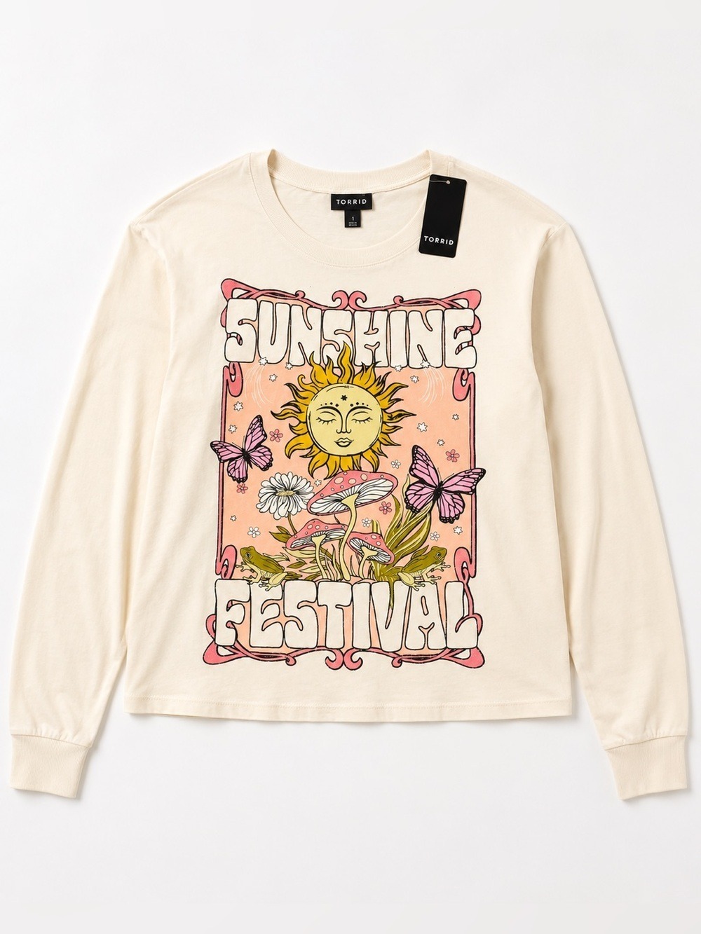 NWT Torrid Sunshine Festival Graphic Long Sleeve Top 1X